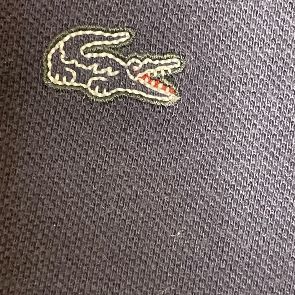 Lacoste Womens Dark blue Knit 1/4 Button Down Solid Polo Top Shirt size 40  - Picture 7 of 9